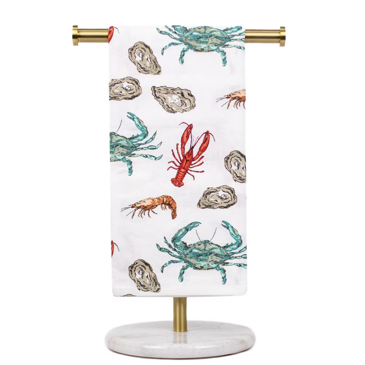 Seafood Hand Towel White/Multi 20x28