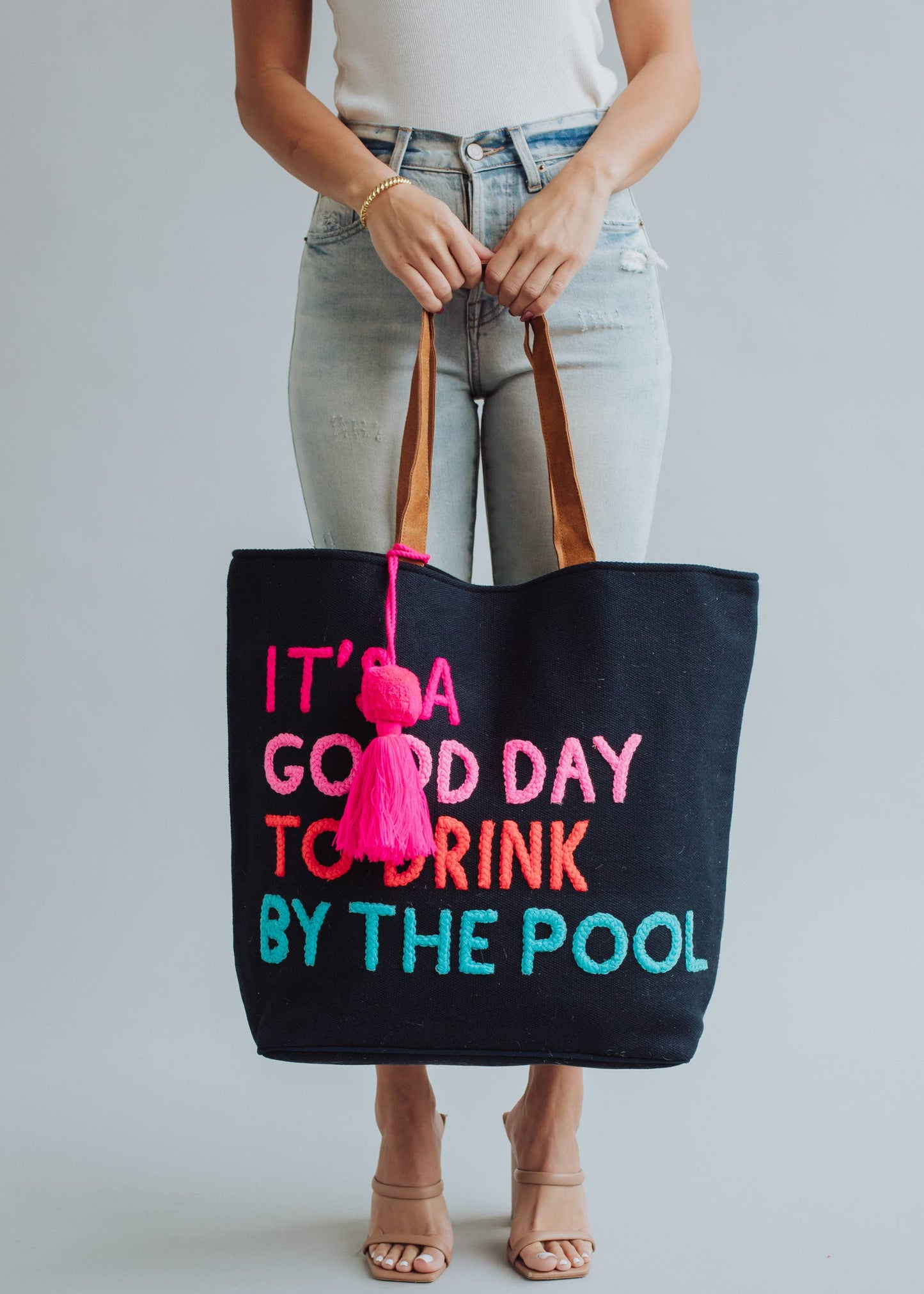 Navy Drink By The Pool Tote
