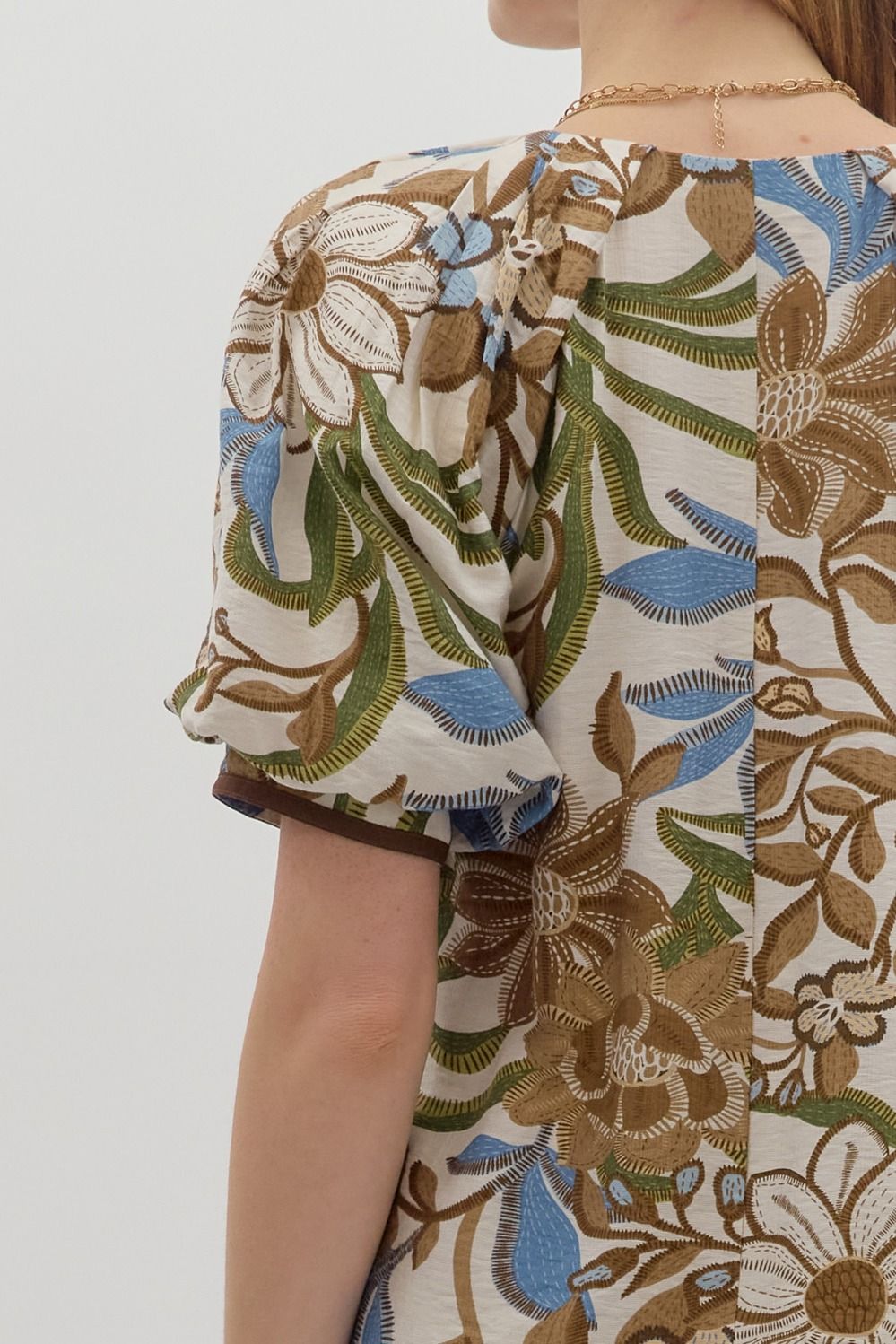 Botanical Breeze Bubble Sleeve Top