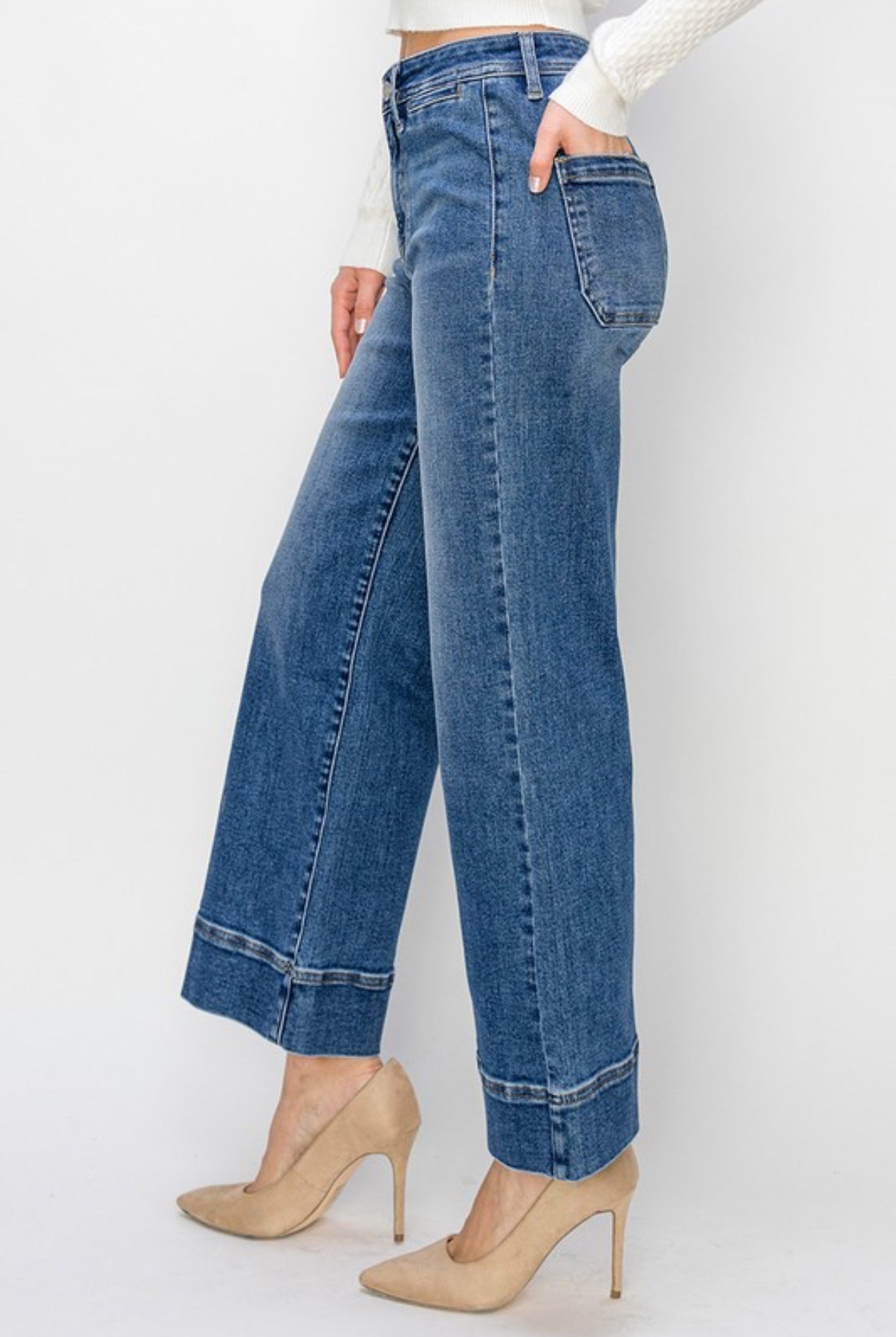 The Wide Crop High Rise Risen Jeans