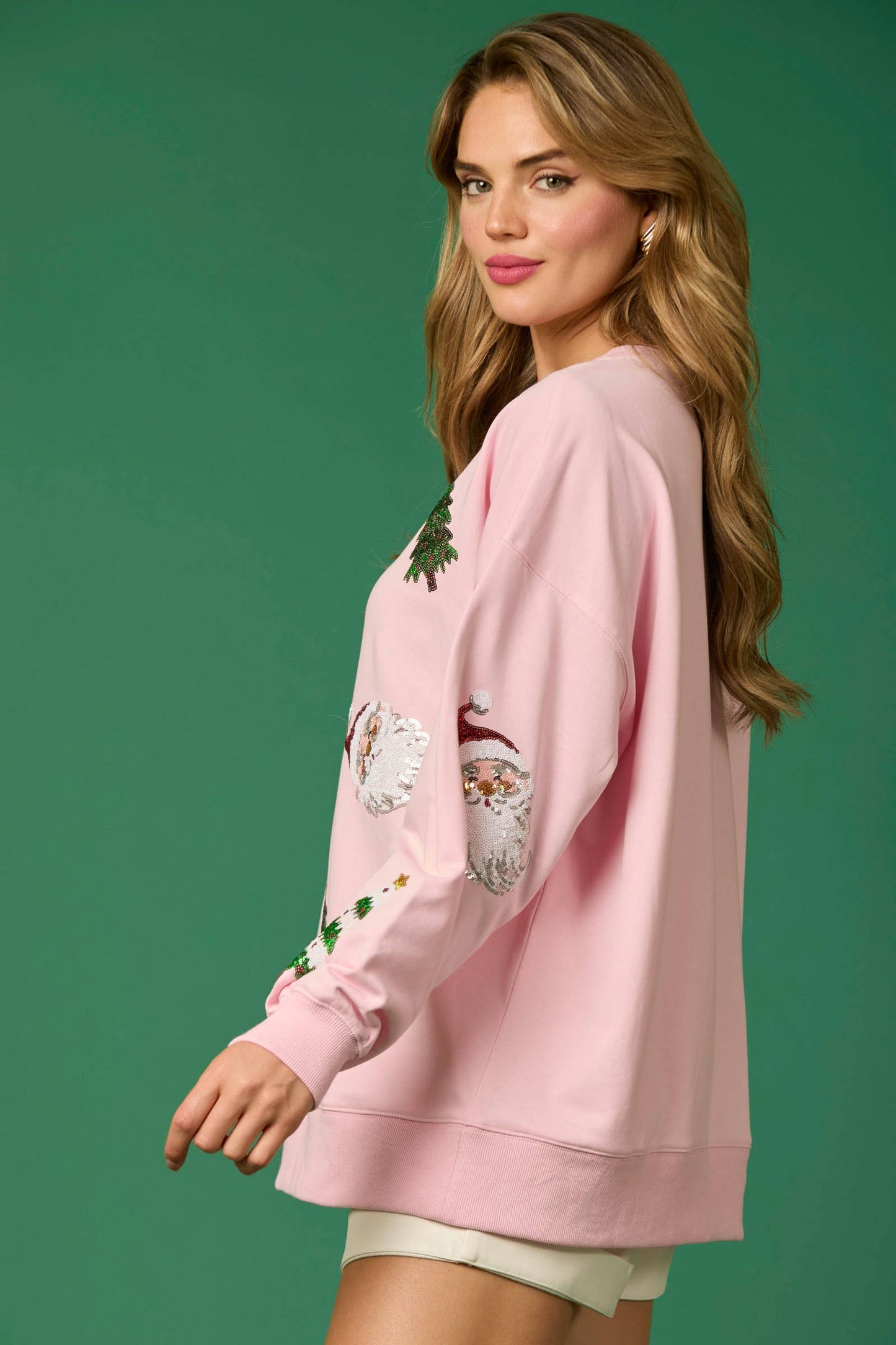 Santa & Tree Sequin Pull Over