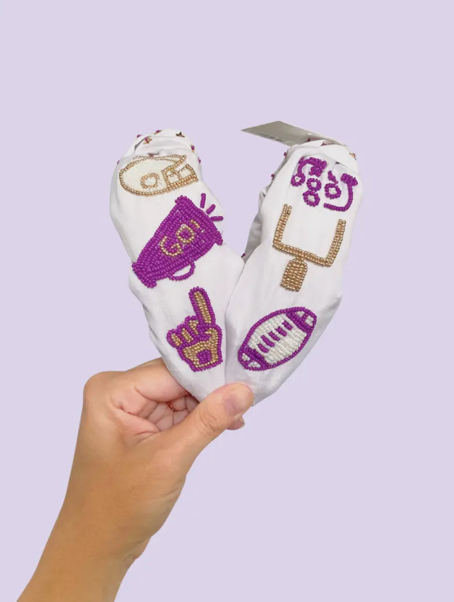 Football Icons Headband - Purple & Gold