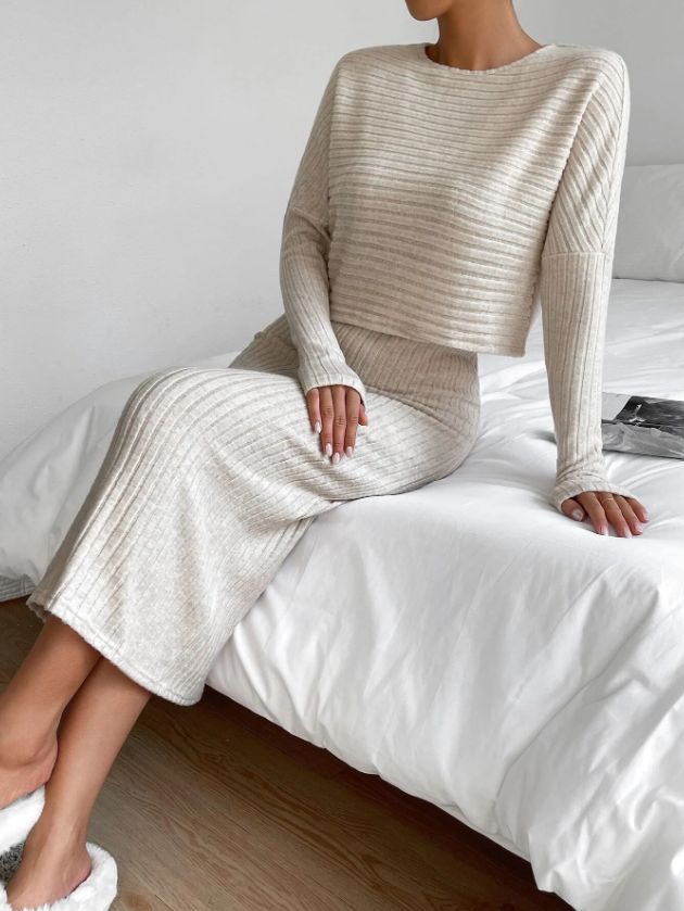 Cozy Ribbed Knit 2-Piece Set