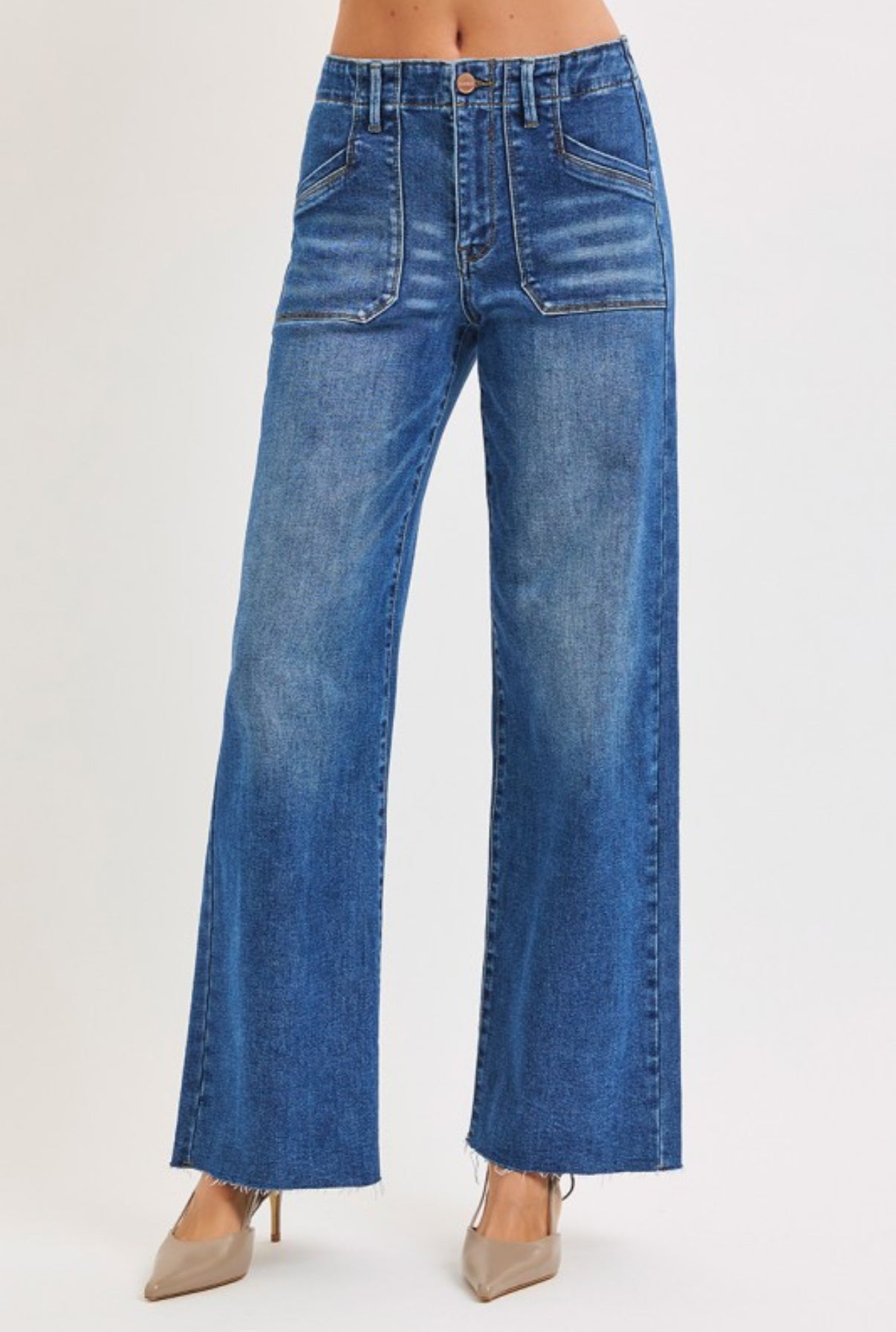 The Patch Pocket Wide Leg Risen Jean