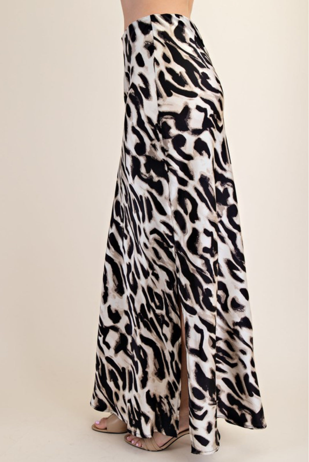 Printed Satin Maxi Skirt