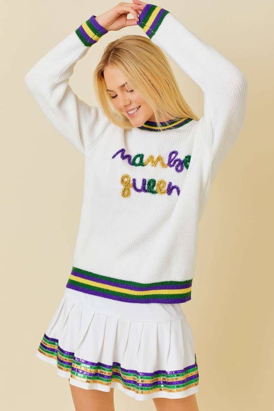 Mardi Gras Sparkle MAMBO QUEEN Sweater