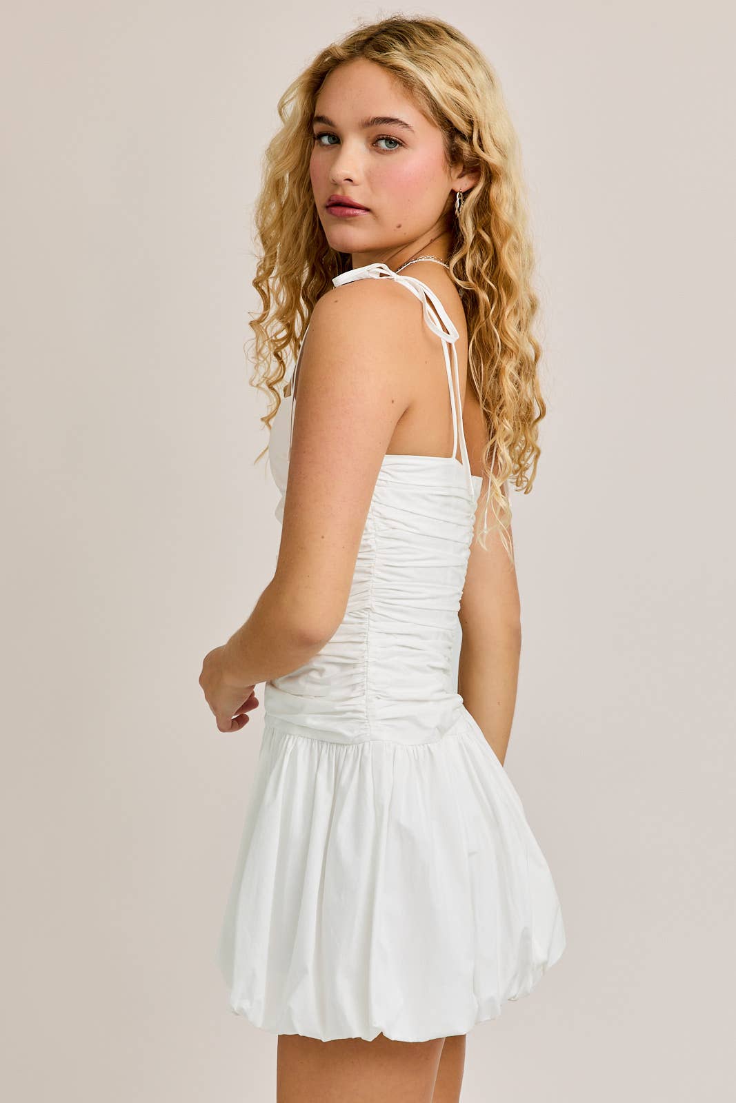 Tie Shoulder Bubble Hem Dress