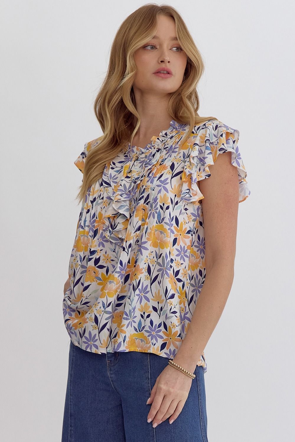 Sunshine & Lavender Ruffle Top