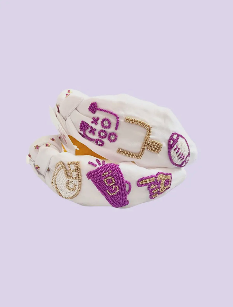 Football Icons Headband - Purple & Gold