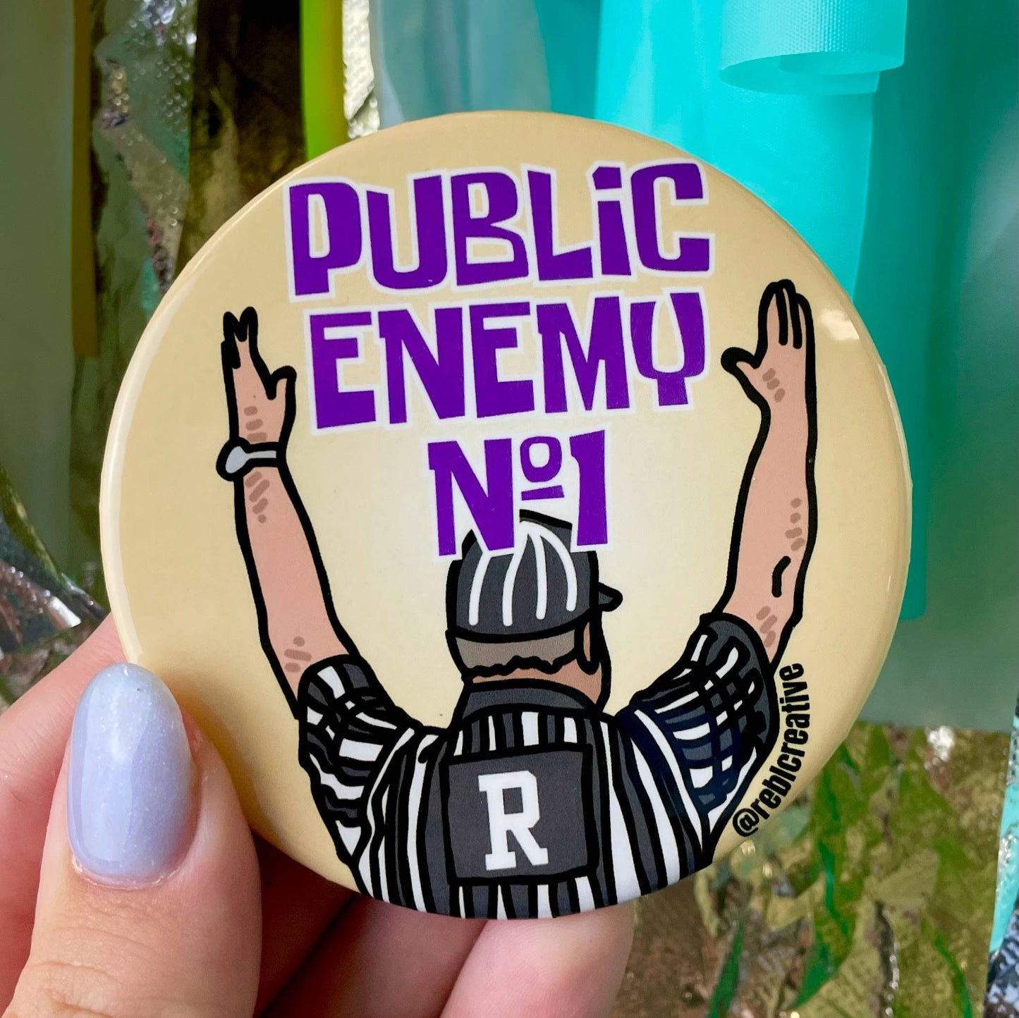 Public Enemy No. 1 - Purple & Yellow - Game Day Button