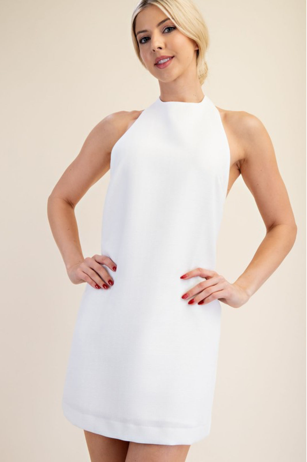 Halter Neck Back Bow Mini Dress