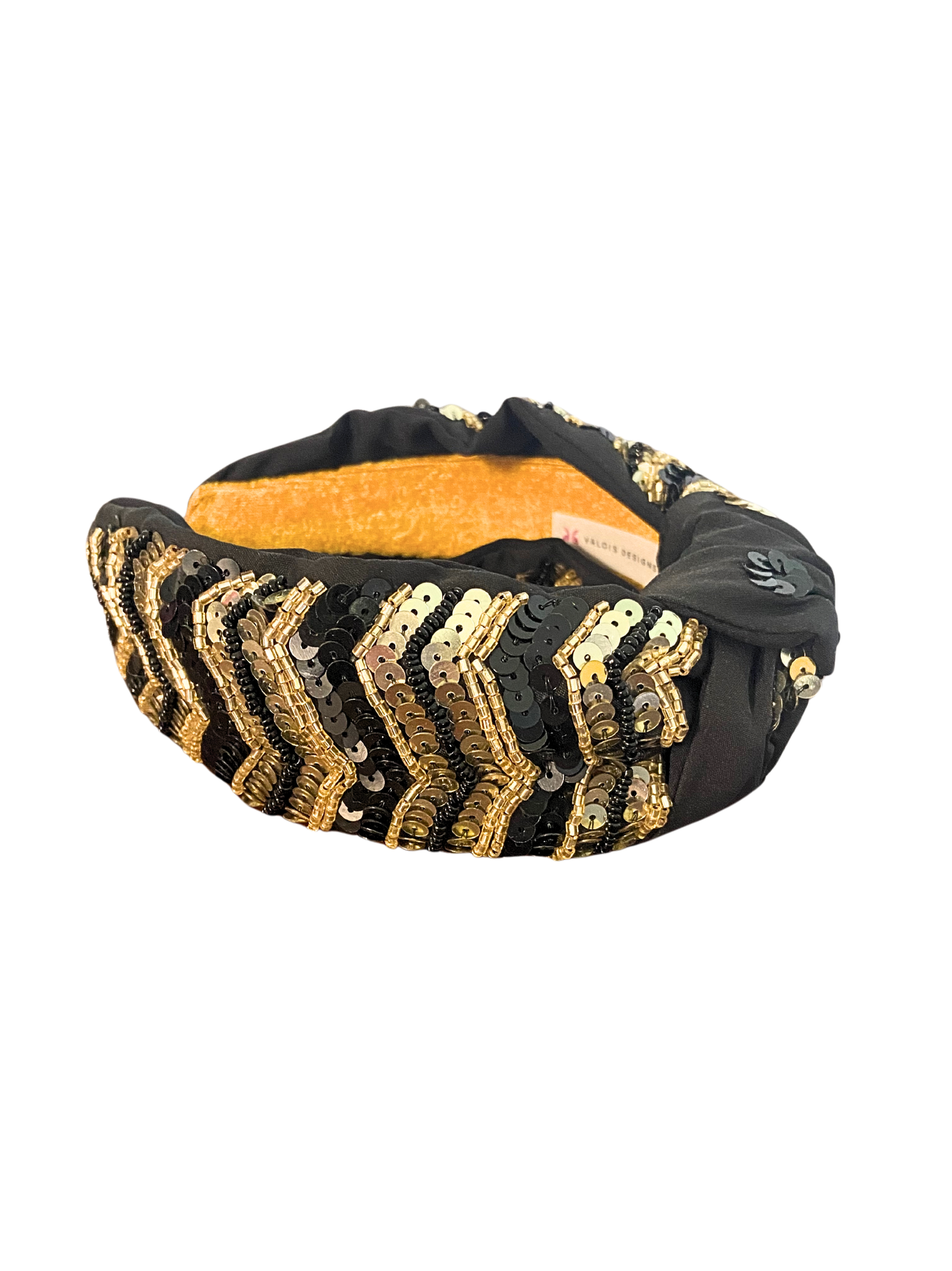 Game Day Sequin Chevron Headband - Black & Gold