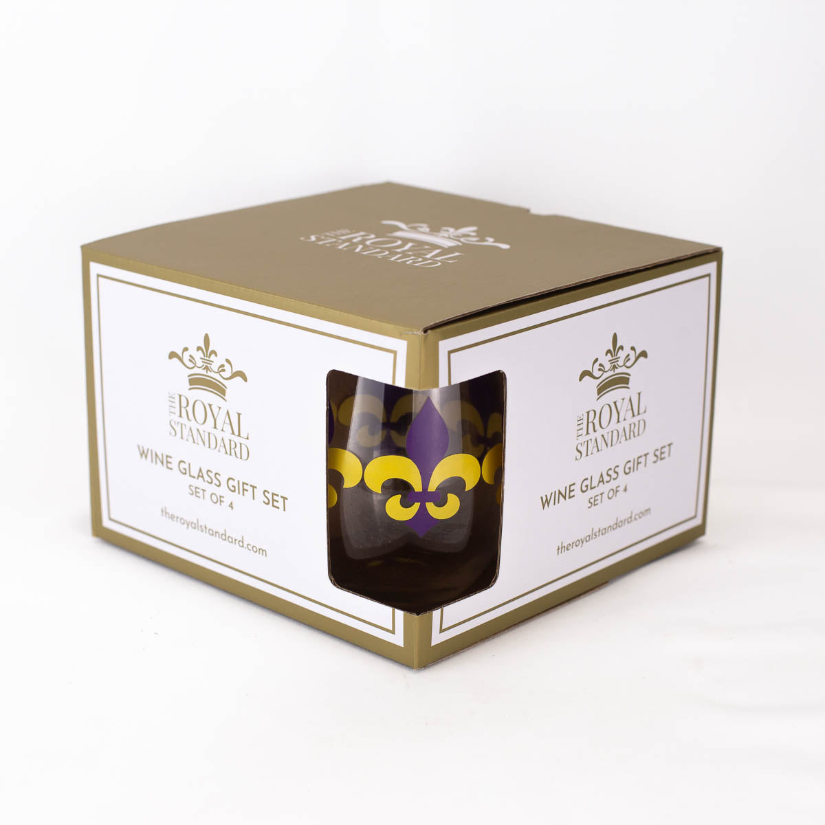 Fleur de Lis Wine Glass Gift Set - Purple & Yellow