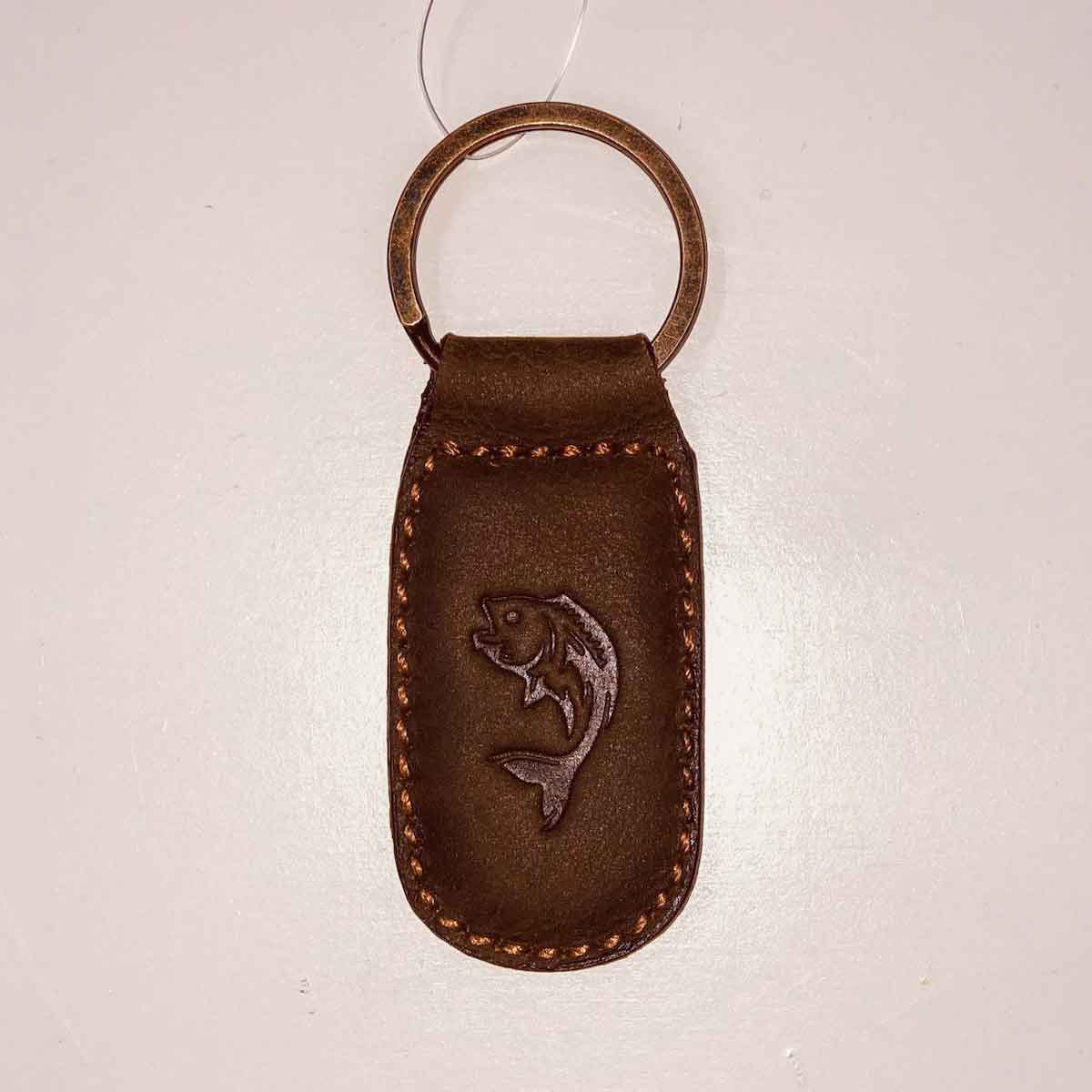 Fish Leather Embossed Keychain 1.35x2.55