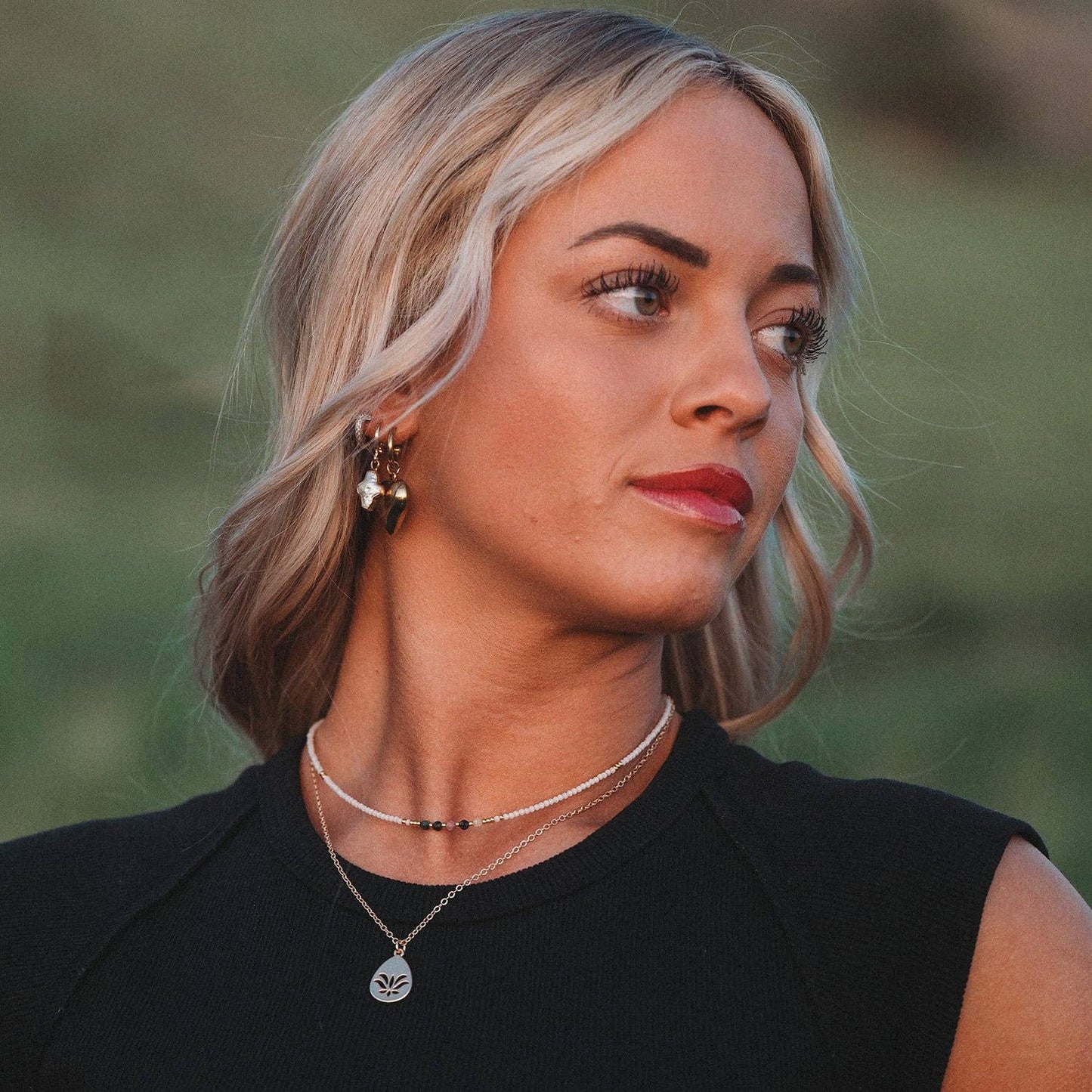 "Breathe" Gold Lotus Flower Necklace Set