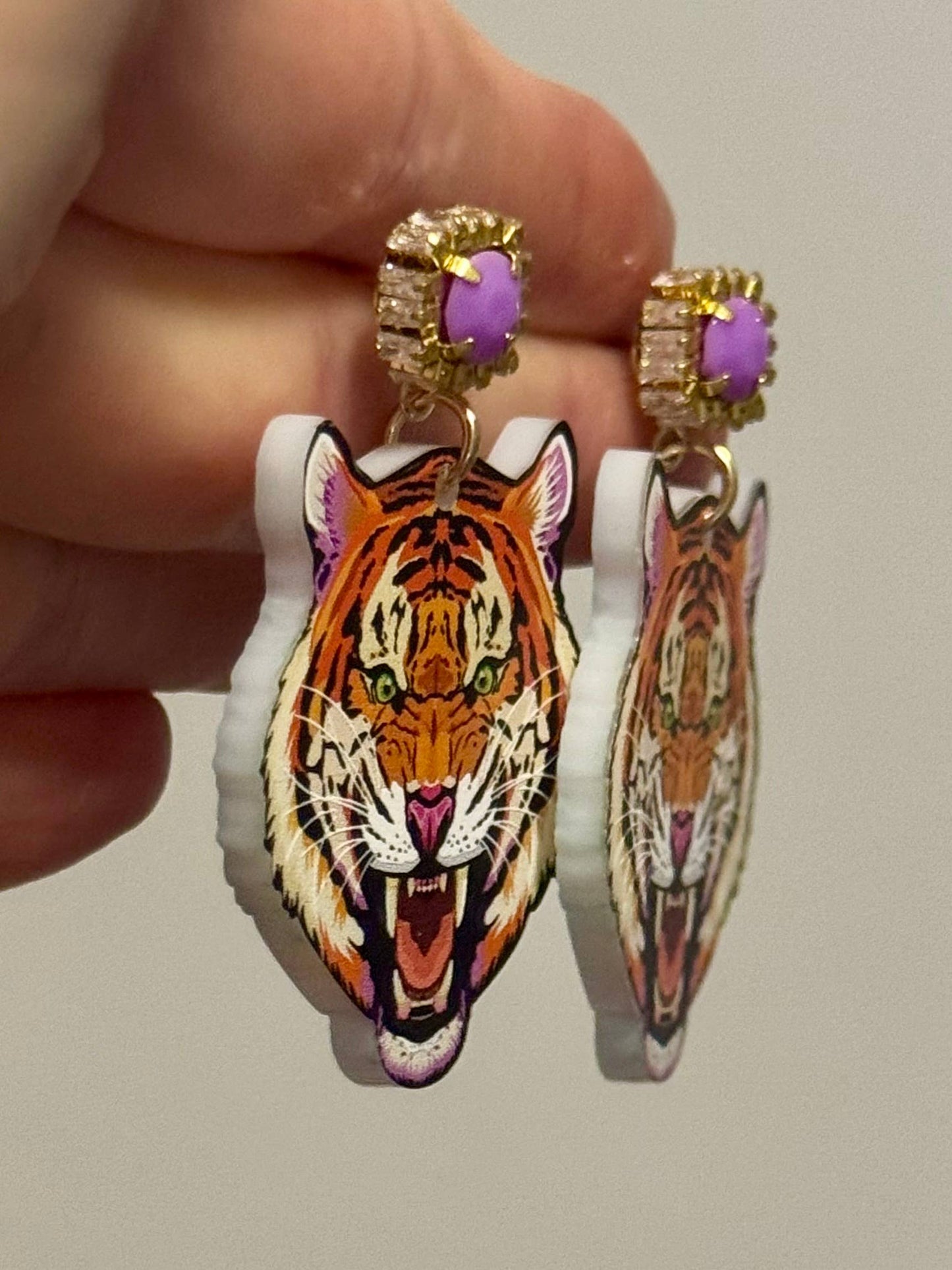 Fierce Fan Tiger Face Earrings