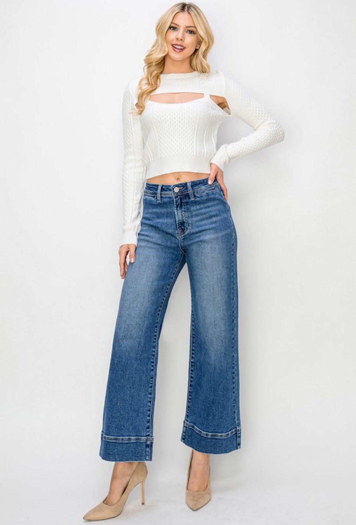 The Wide Crop High Rise Risen Jeans