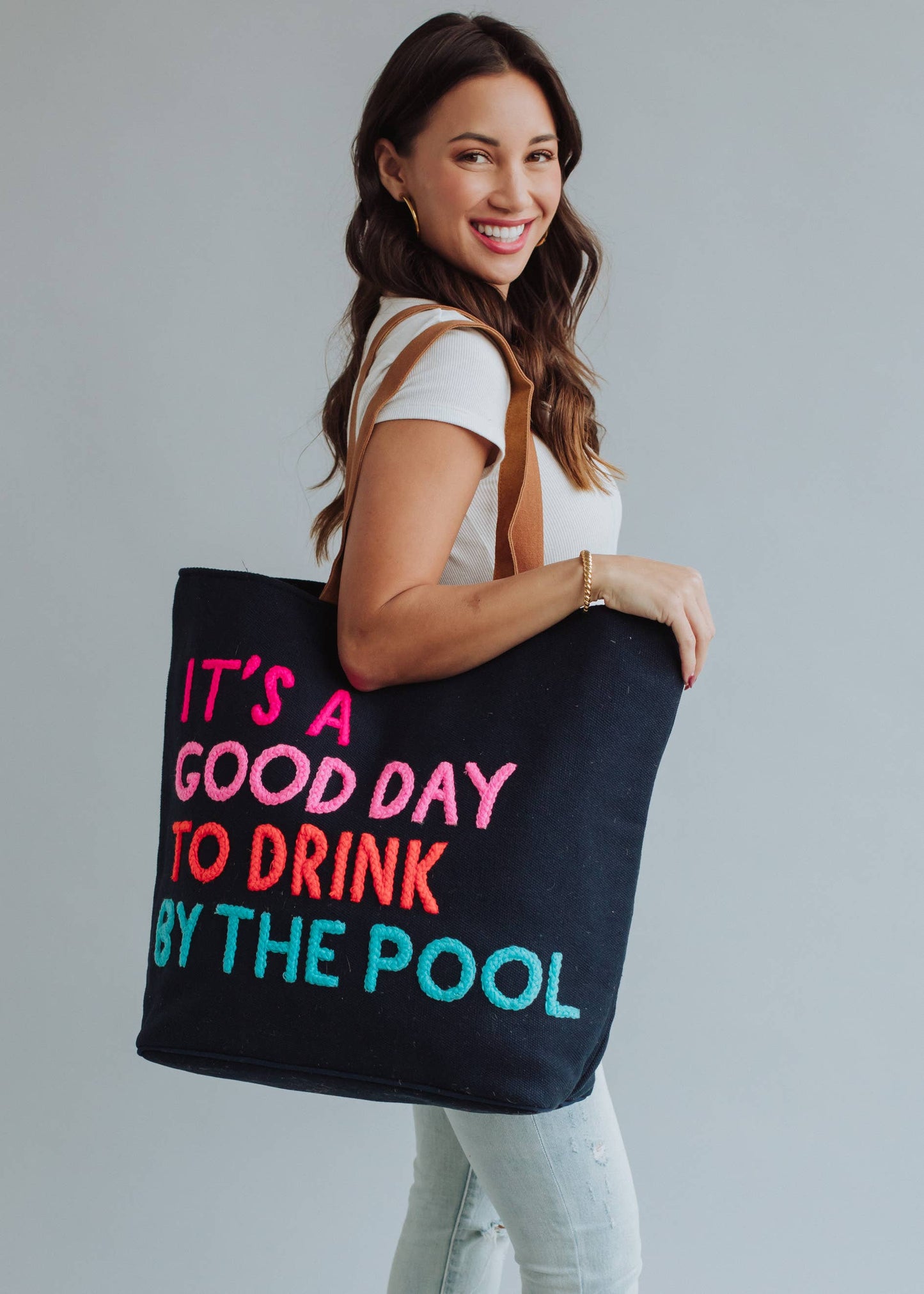 Navy Drink By The Pool Tote