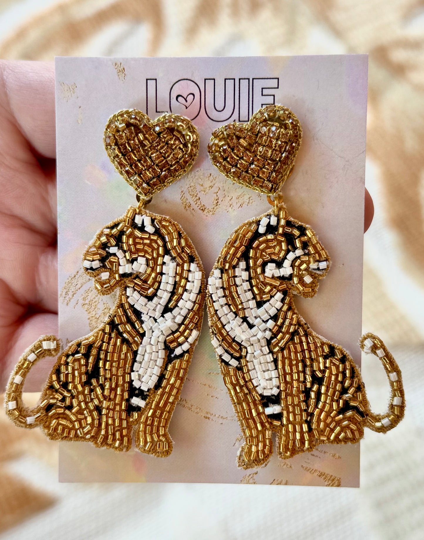 Roar & Heart Tiger Beaded Earrings