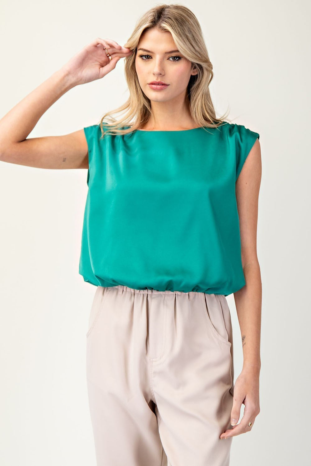 Satin Luxe Sleeveless Blouse Top