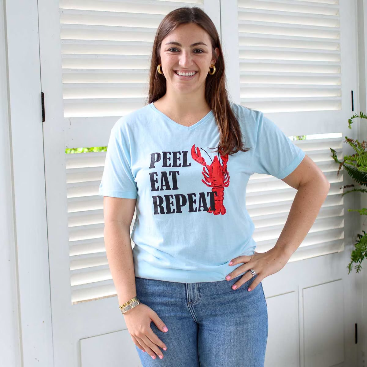 Peel Eat Repeat V-Neck T-Shirt