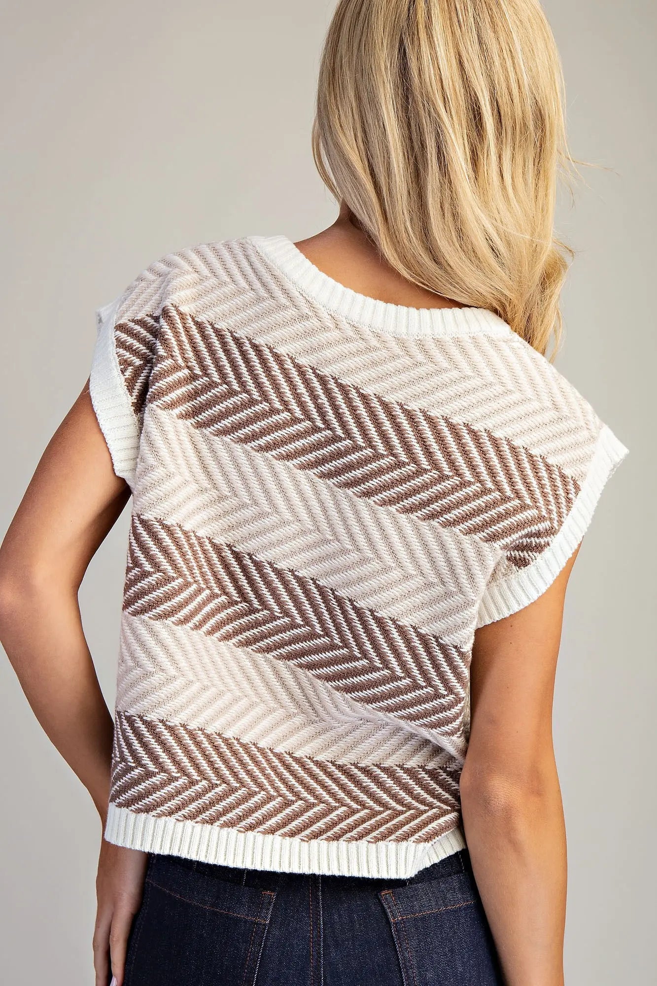 Mocha Mousse Chevron Knit Top