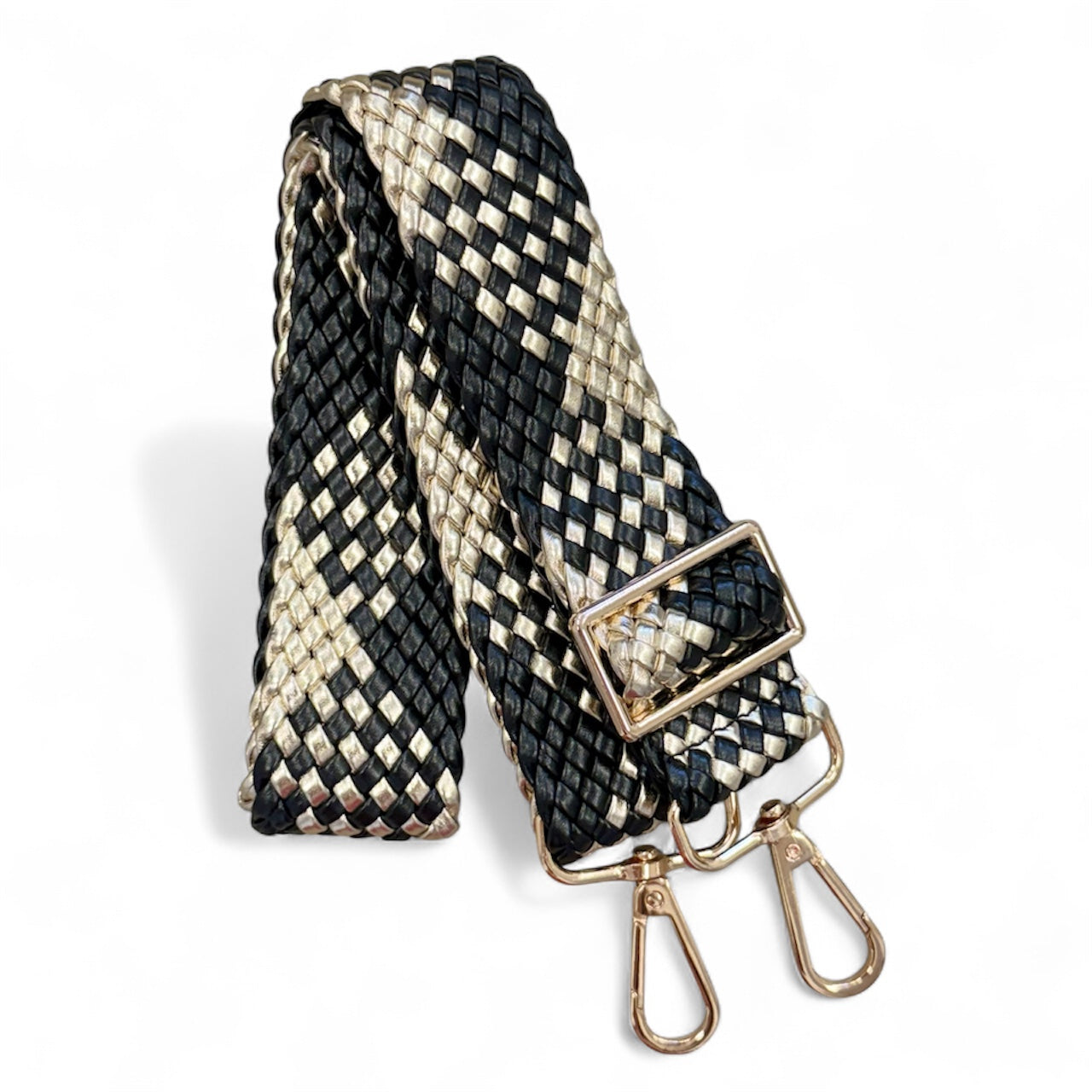 Black & Gold Woven Braid Purse Strap