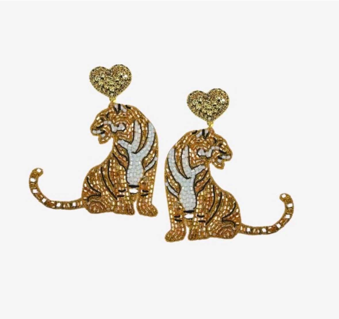 Roar & Heart Tiger Beaded Earrings