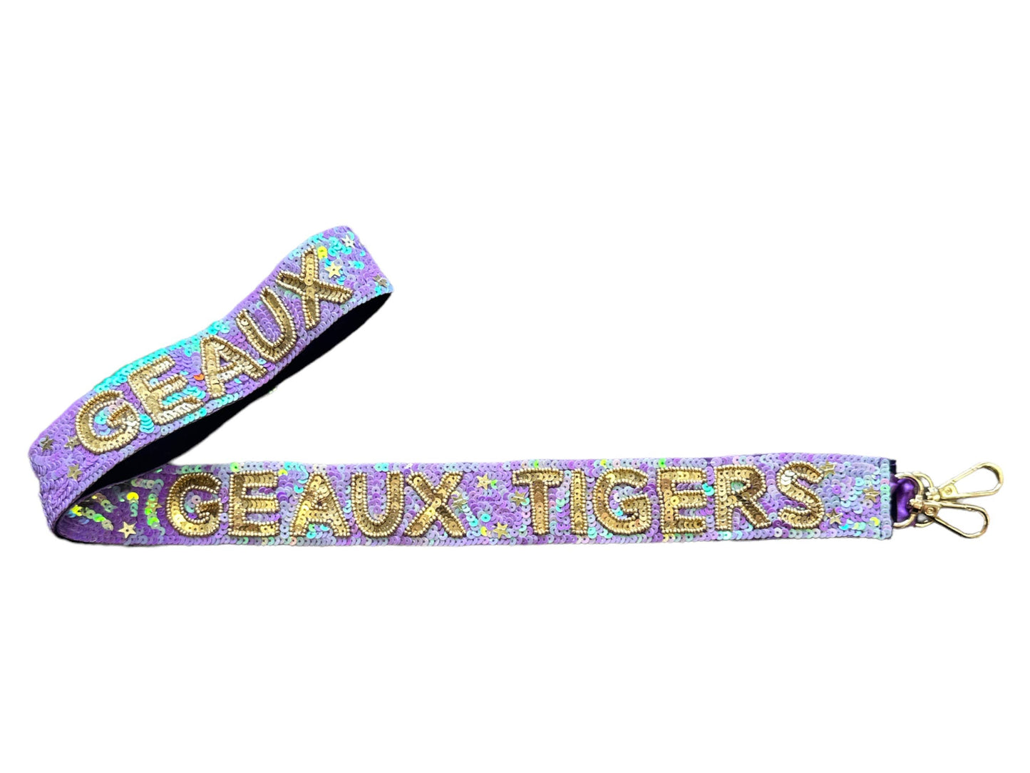 Game Day Bag Strap - Geaux Tigers - Lavender Sequin