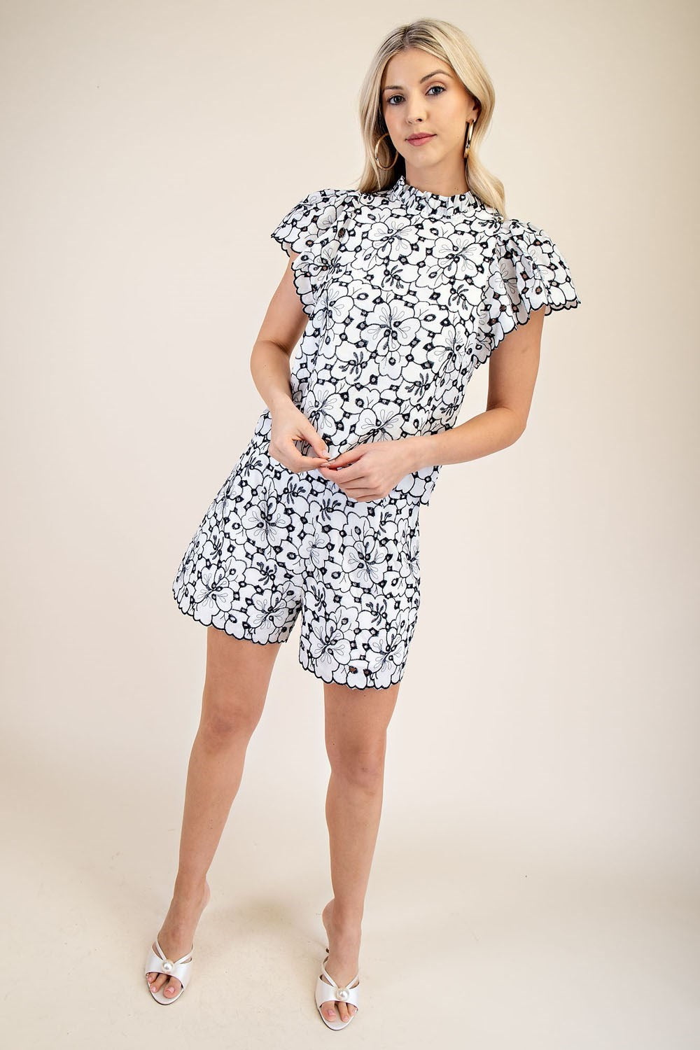 Navy Embroidered Eyelet Bottoms