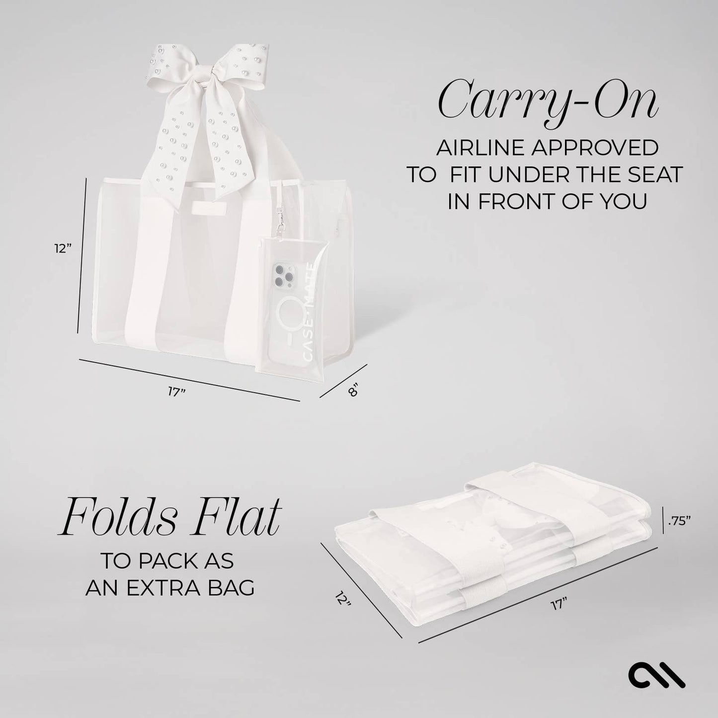 Special Edition Bow Ivory Tote With Phone Pouch
