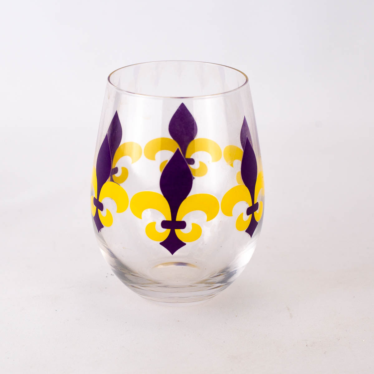 Fleur de Lis Wine Glass Gift Set - Purple & Yellow