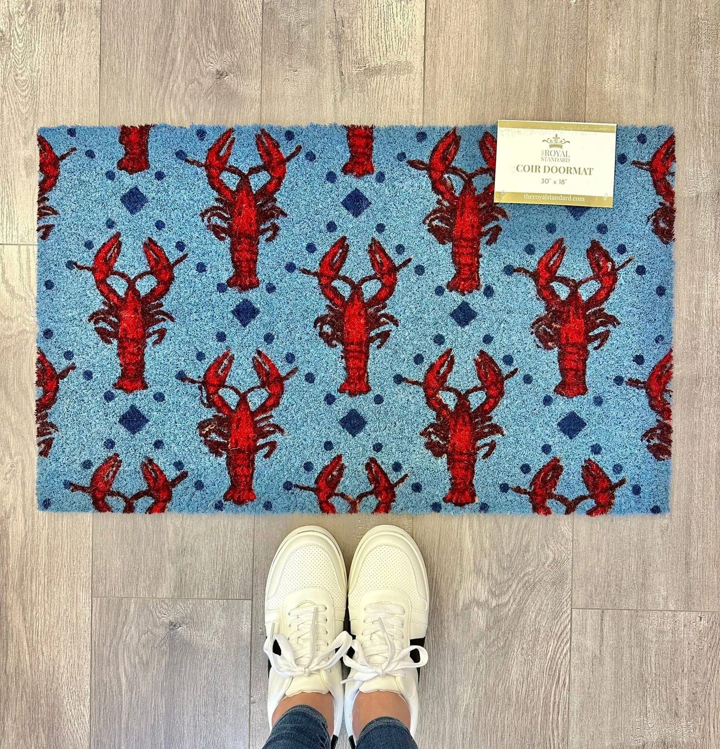 Crawdad Craze Coir Doormat Palace/Red/Navy 18x30