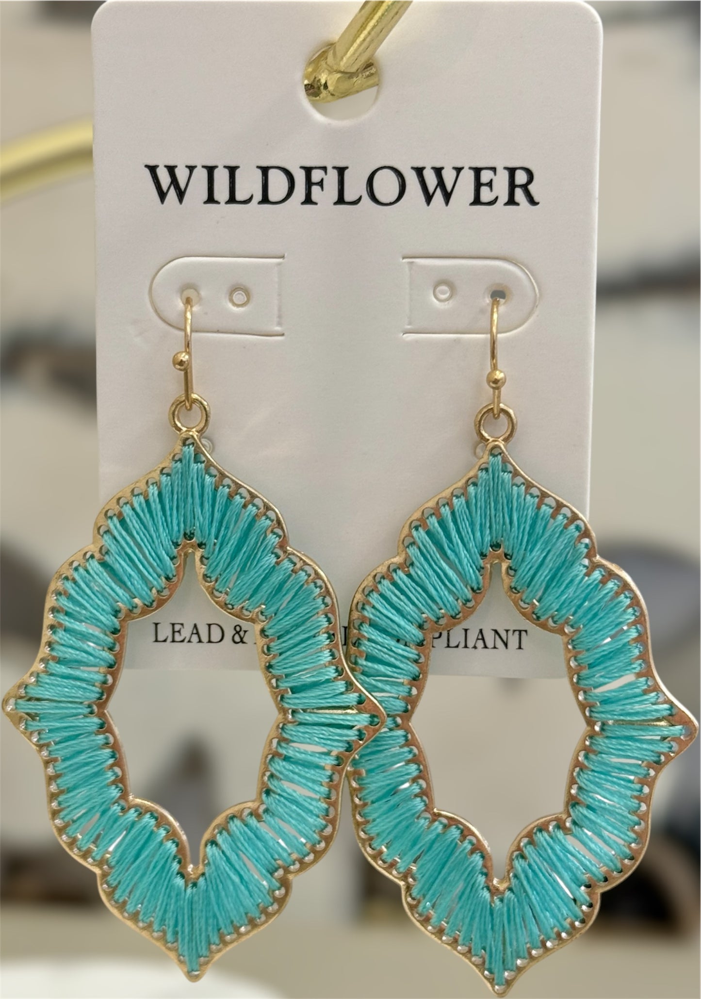 Raffia Drop Earrings - Teal