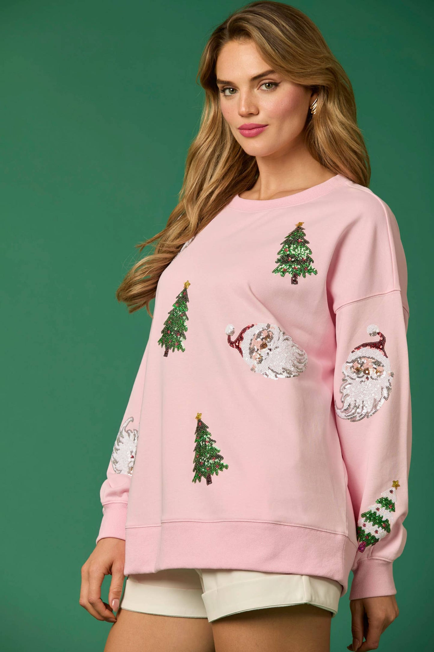 Santa & Tree Sequin Pull Over