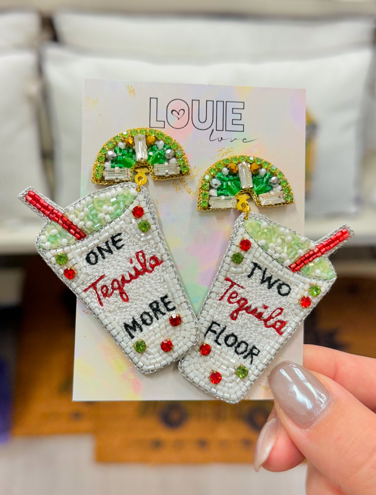 Louisiana Favorite Beaded Mexican Margarita Cinco Earrings