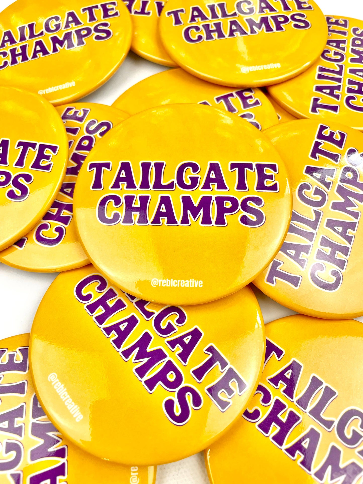 Tailgate Champs - Yellow & Purple - Game Day Button