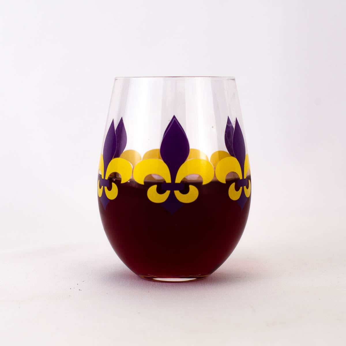 Fleur de Lis Wine Glass Gift Set - Purple & Yellow
