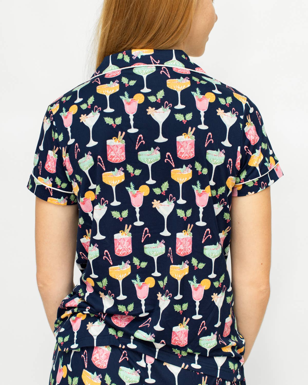 Fizz the Season Short Sleeve Button Up Sleep Shirt
