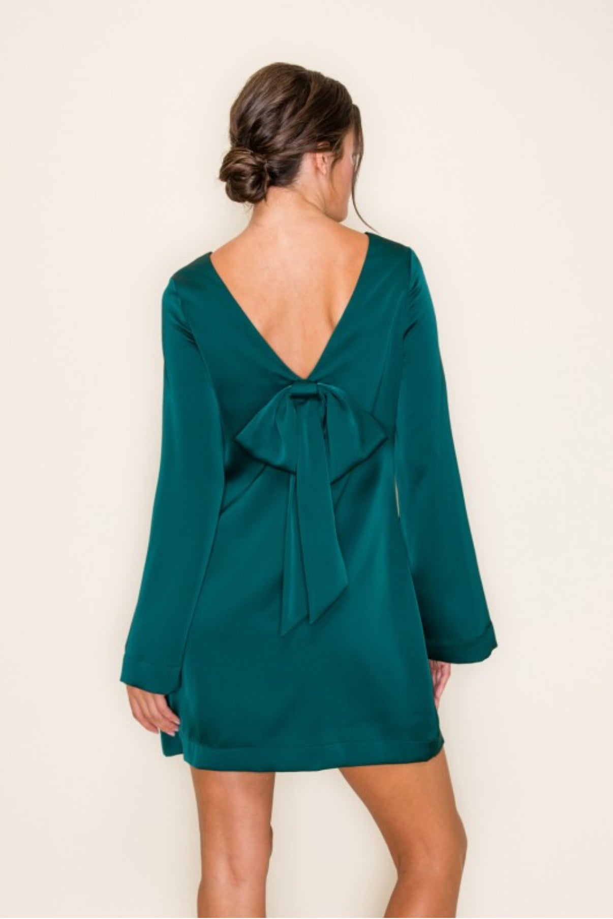 Emerald Elegance Satin Dress