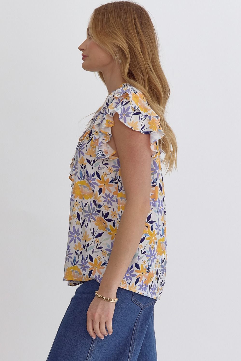 Sunshine & Lavender Ruffle Top