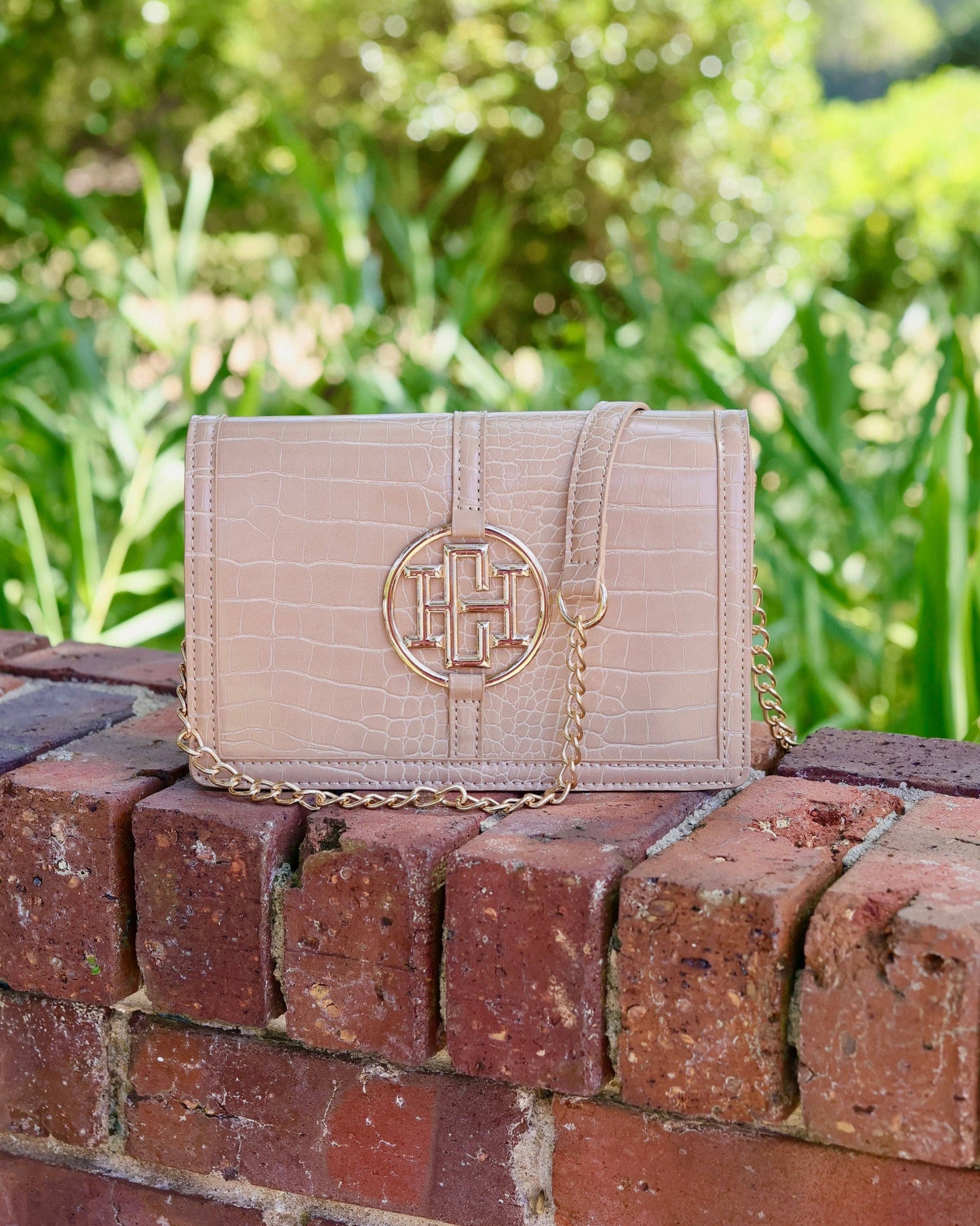 Cecilia Circle Logo Handbag Latte EC