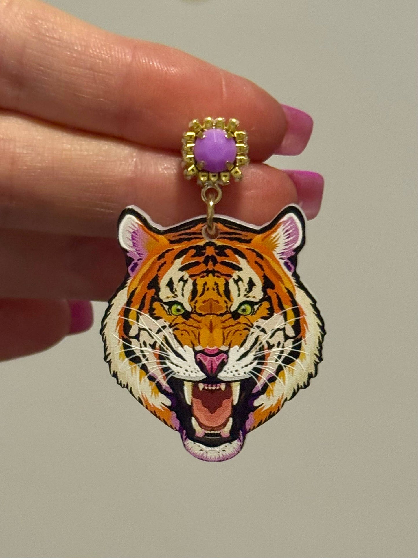Fierce Fan Tiger Face Earrings