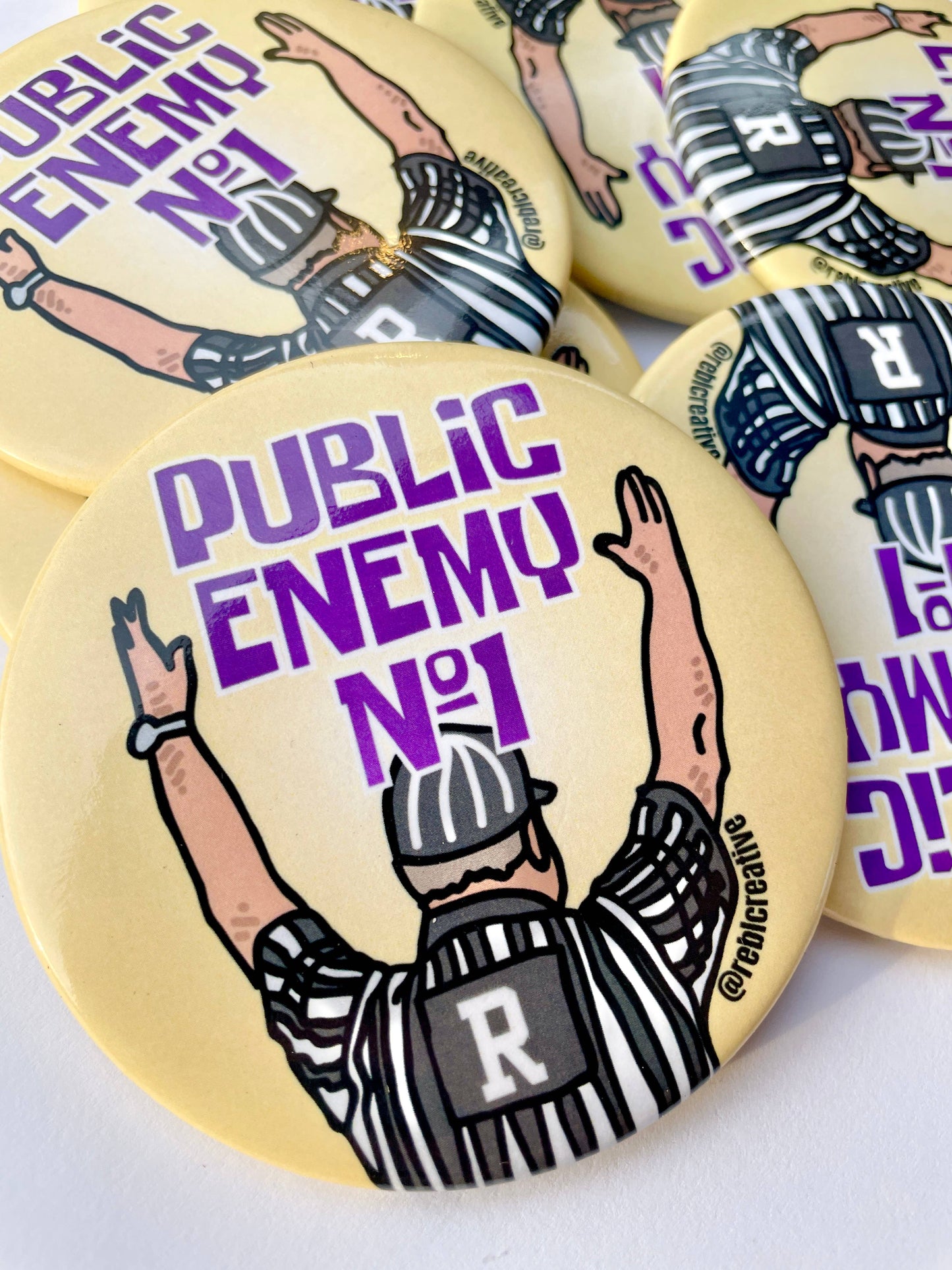 Public Enemy No. 1 - Purple & Yellow - Game Day Button