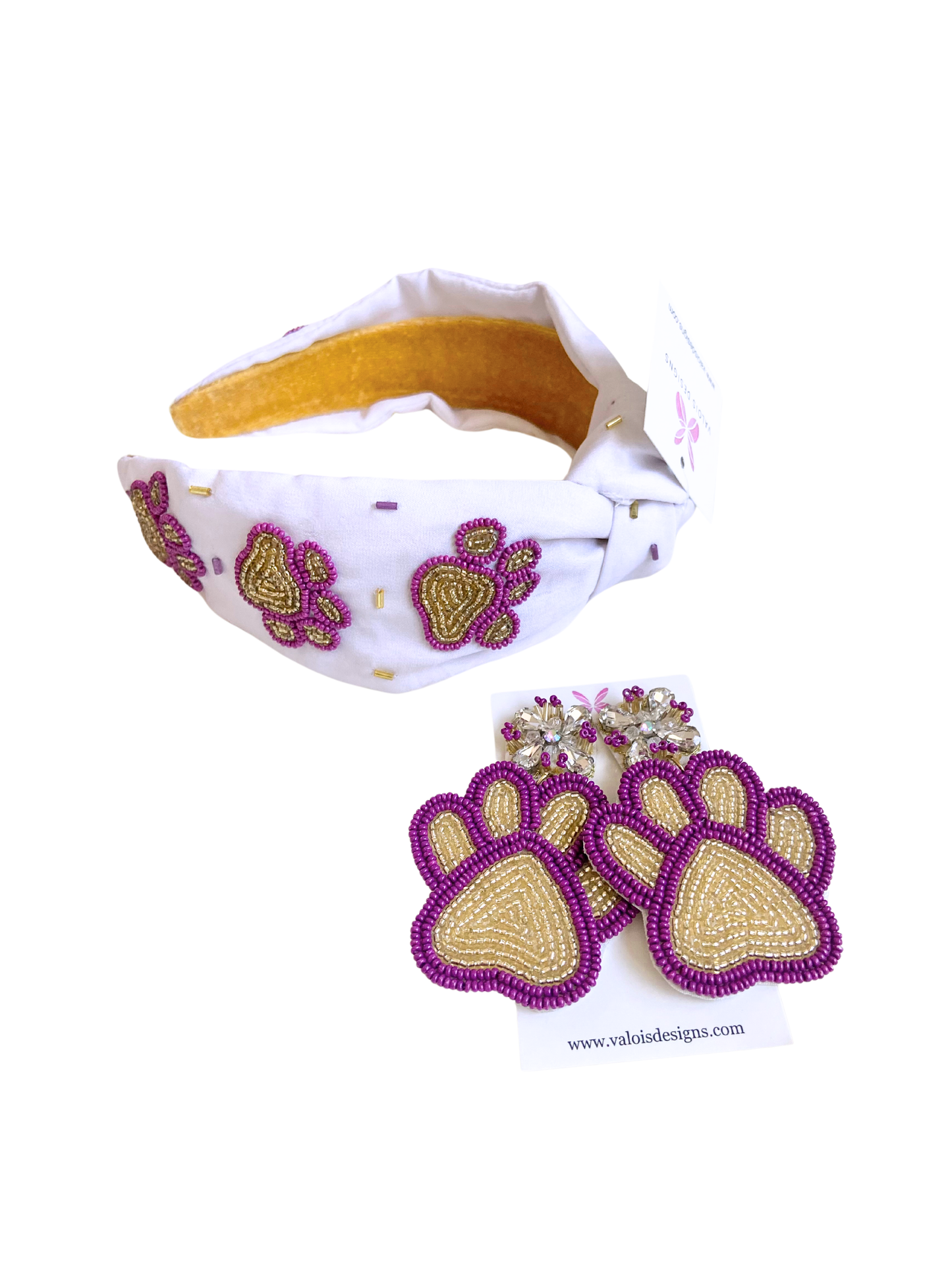 Purple & Gold Paw Headband - Game Day