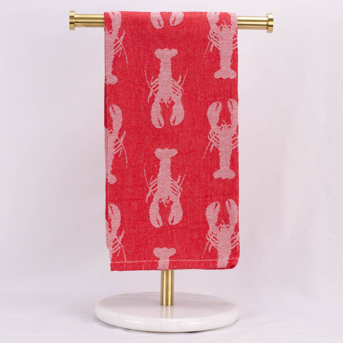 Crawfish Jacquard Hand Towel Red/White 20x28