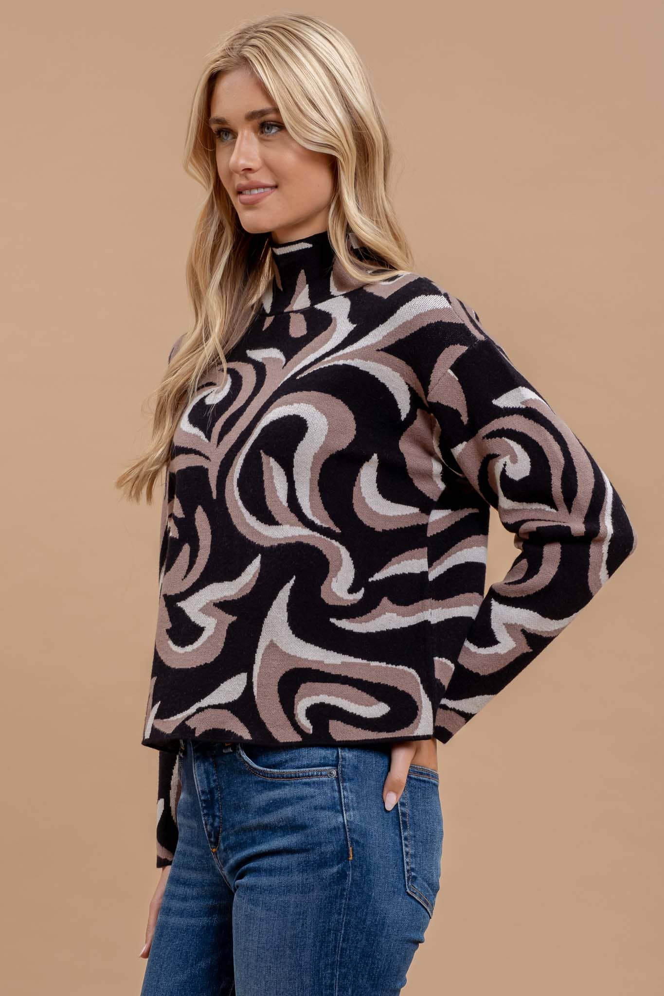 The Milan Marble Mock Neck Sweater