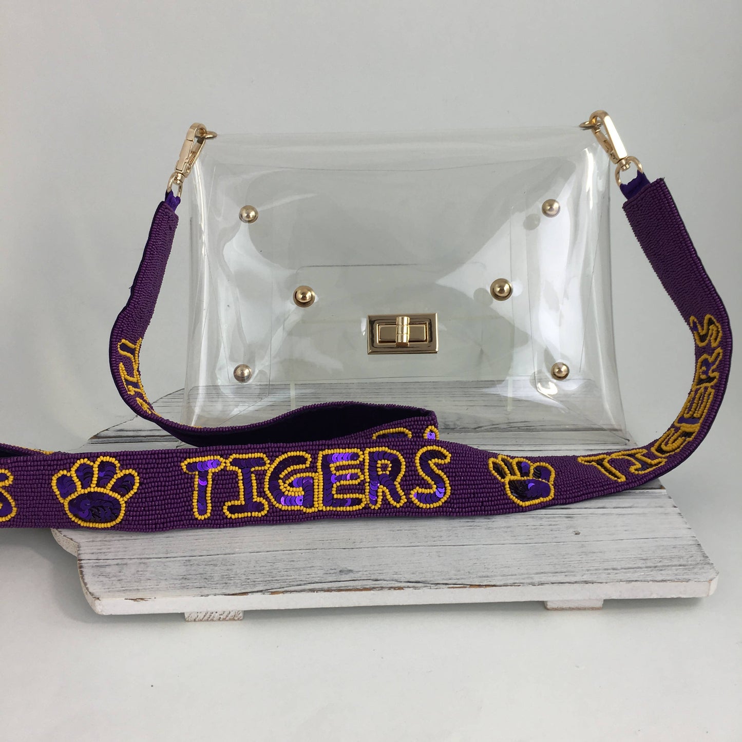 TIGERS purse strap w/clear purse
