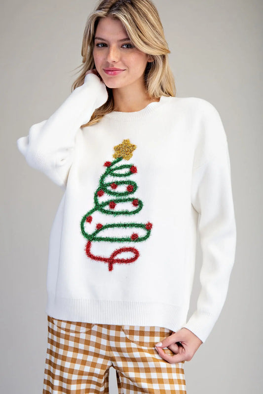 Tinsel Tree Holiday Sweater