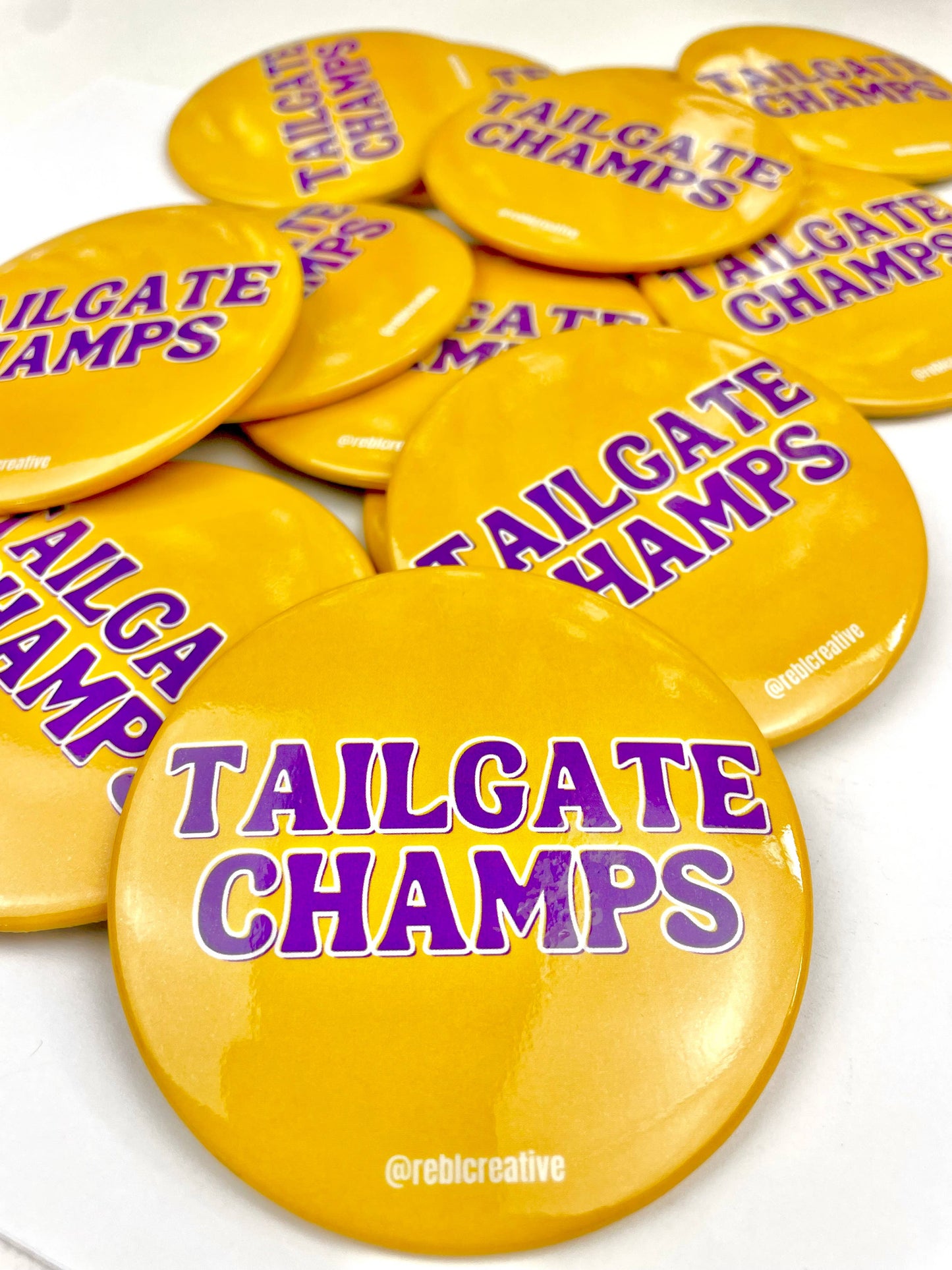 Tailgate Champs - Yellow & Purple - Game Day Button